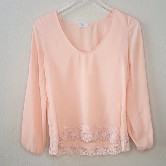 Tobi Open Split Sleeve Cold Shoulder Lace Top S - Picture 3 of 8